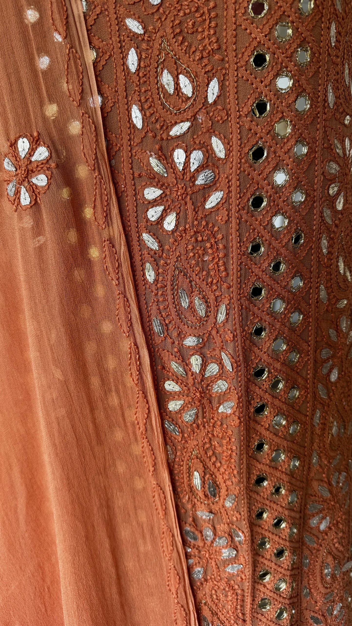 Terracota | Hand finished Chikinkari 4 Piece Suit | Unstitched