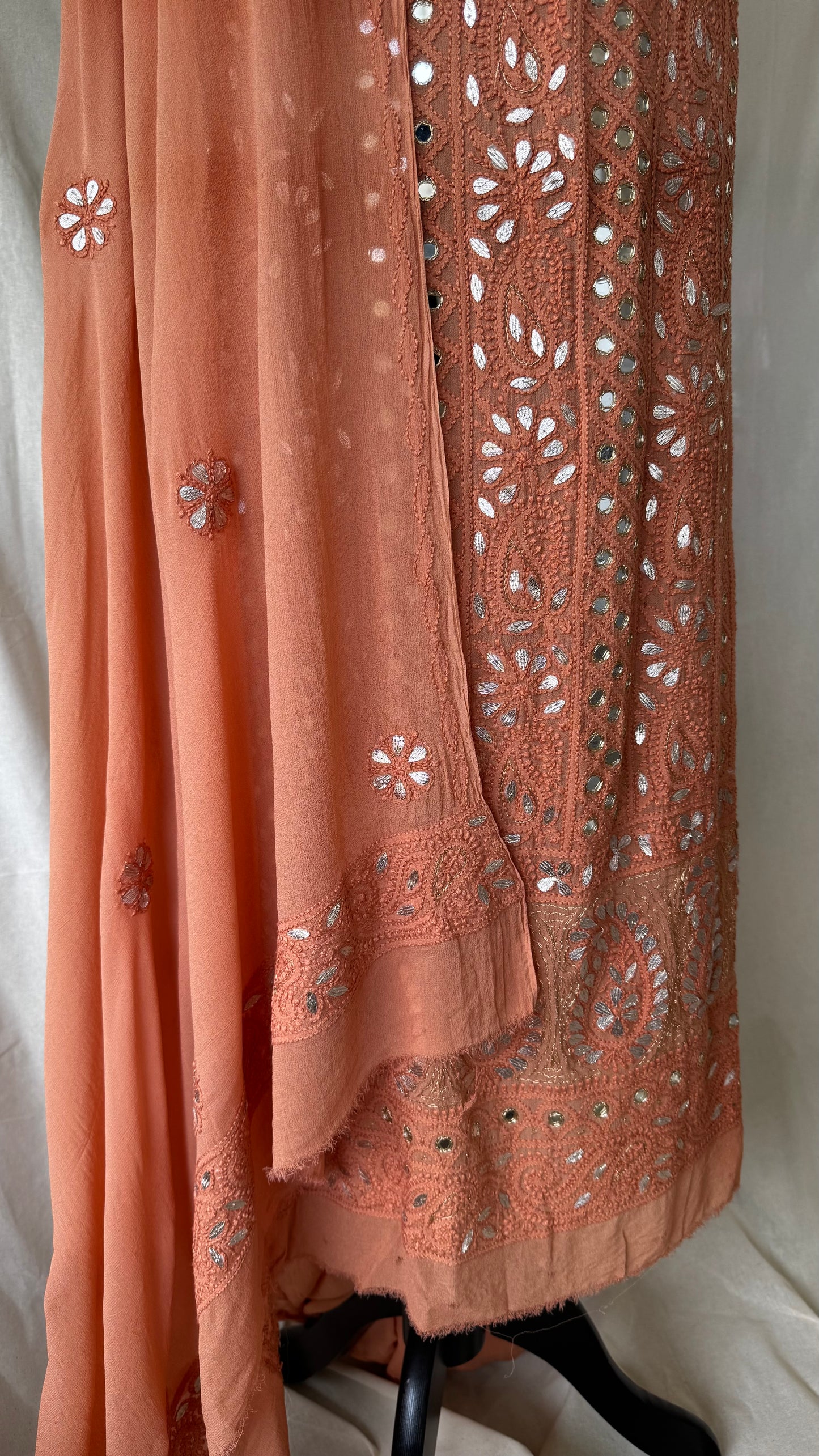 Terracota | Hand finished Chikinkari 4 Piece Suit | Unstitched