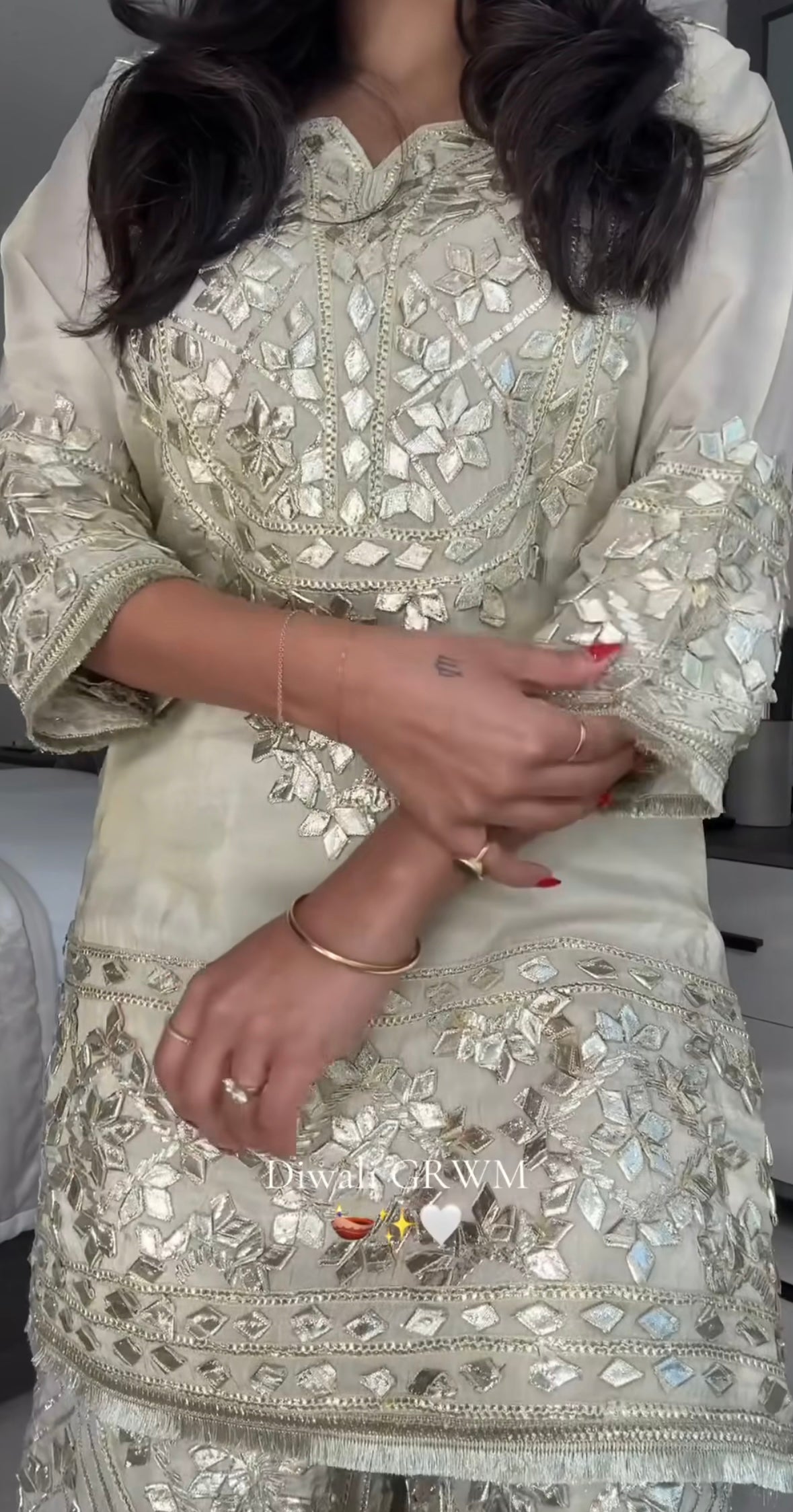 The Oh My Gota Collection | Hand Embroidered Heavy Palazzo Gota Suit in Silk Tissue