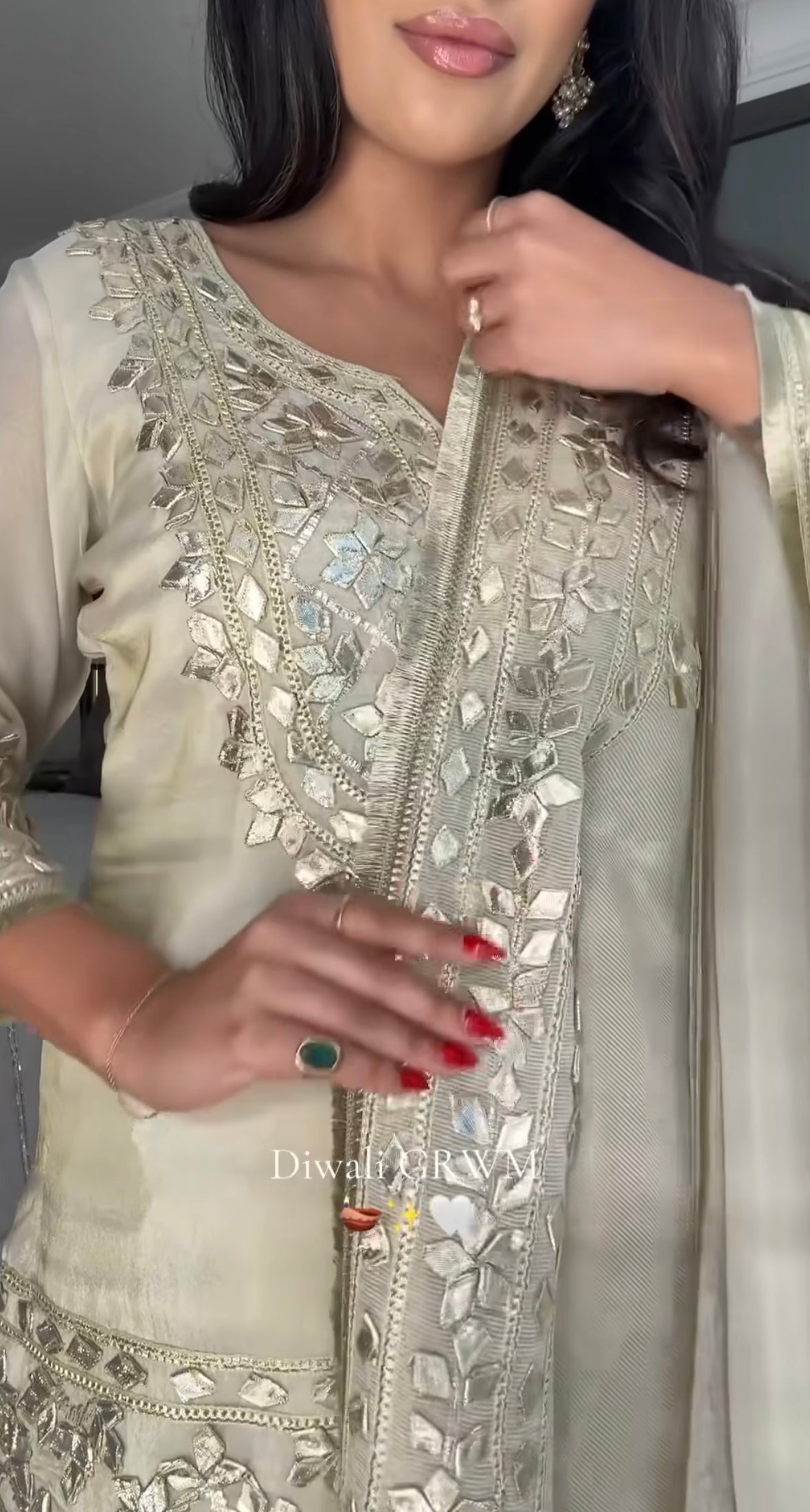 The Oh My Gota Collection | Hand Embroidered Heavy Palazzo Gota Suit in Silk Tissue