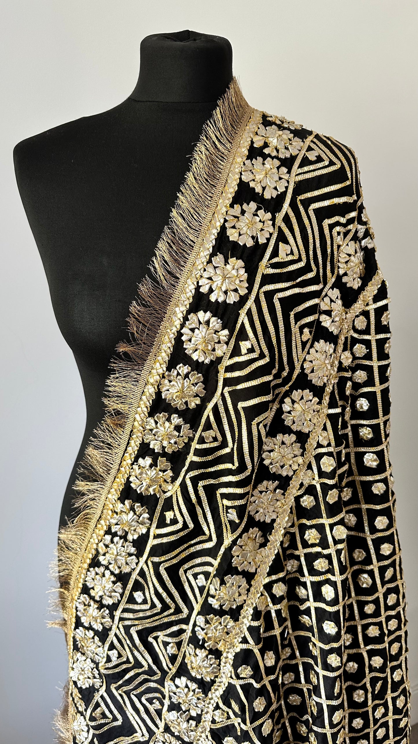 Black with gold fringe | The Oh My Gota Statement Duputta