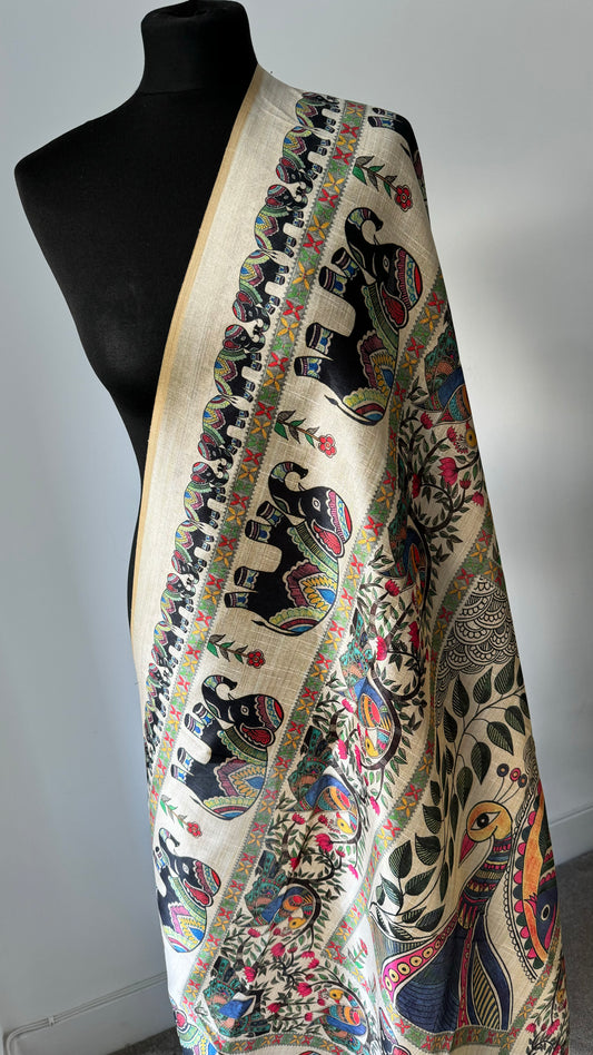 Peacock | Pure Linen Duputta