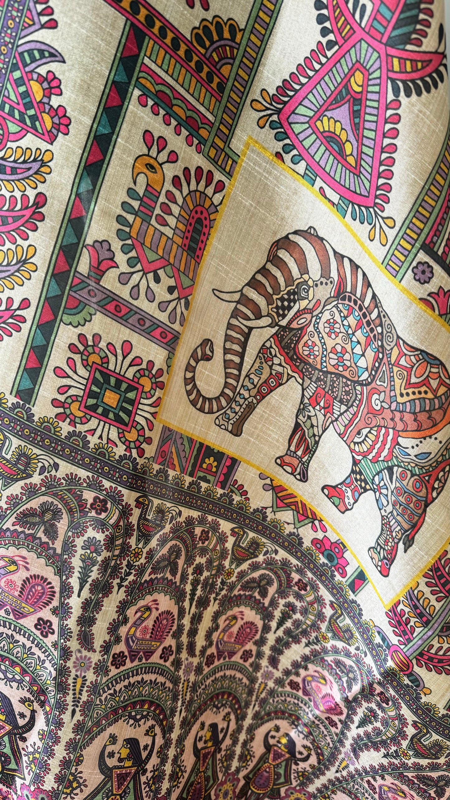 Tribal Elephant | Pure Linen Duputta