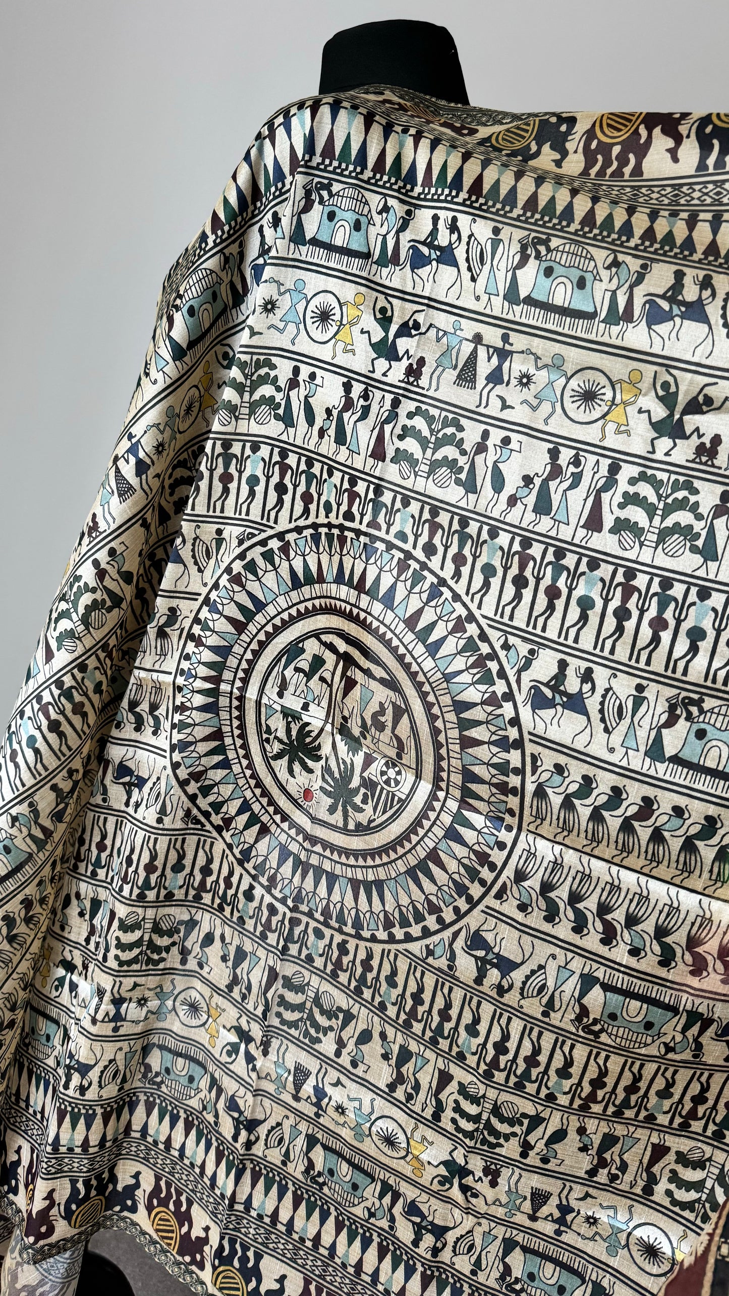 Aztec Monochromatic with Blue | Pure Linen Duputta