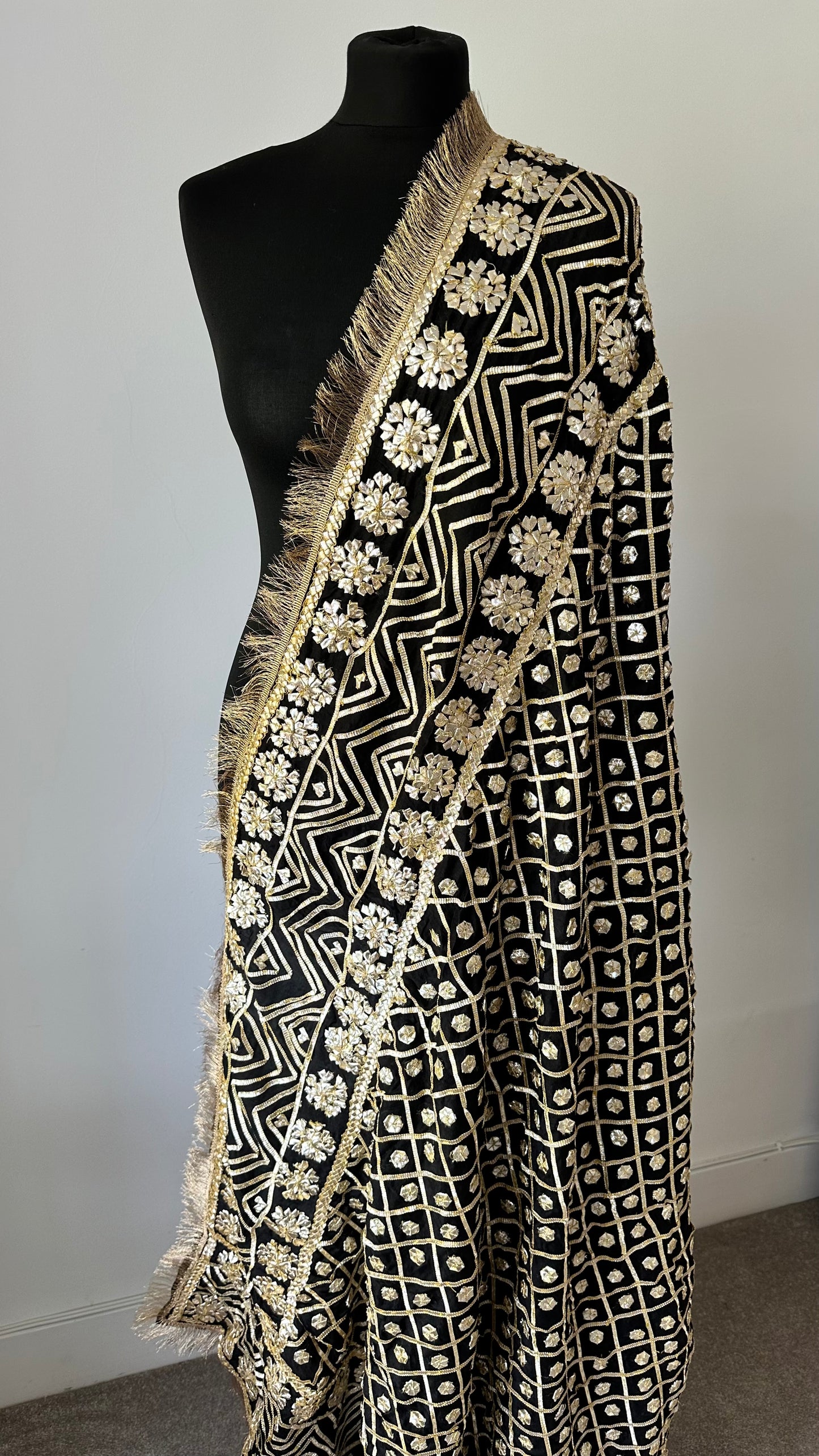 Black with gold fringe | The Oh My Gota Statement Duputta