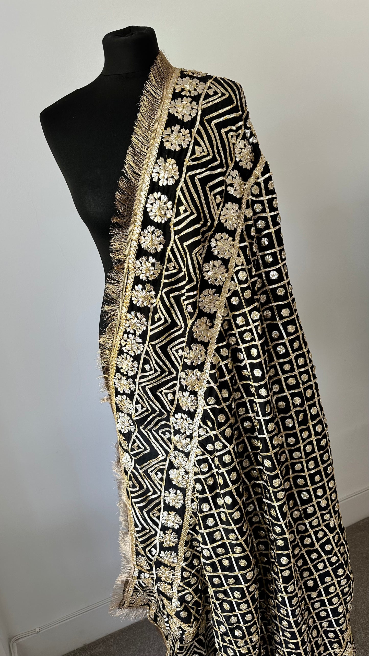 Black with gold fringe | The Oh My Gota Statement Duputta