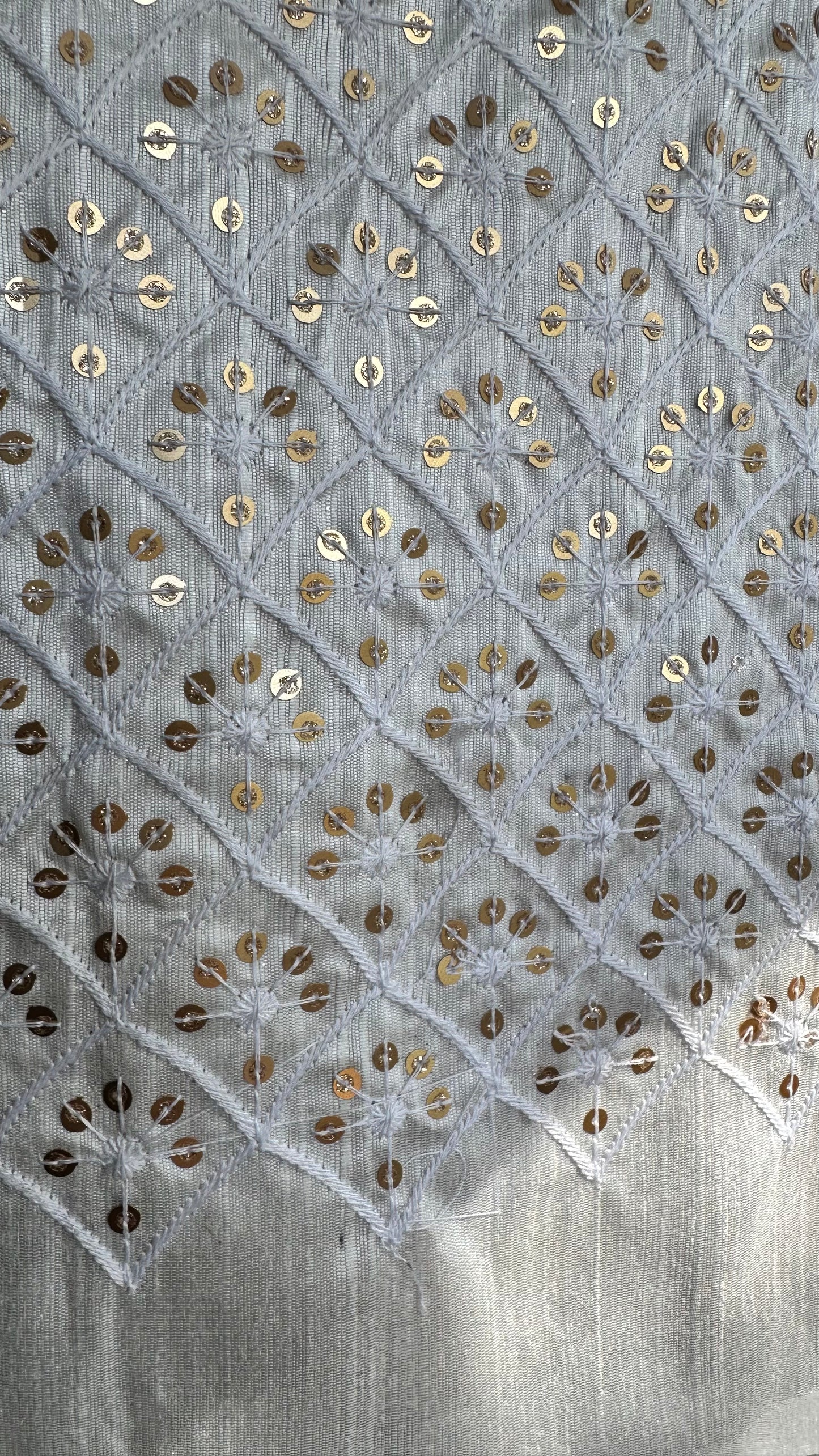 White | Mermaid Multi Sequin Unstitched Fabric