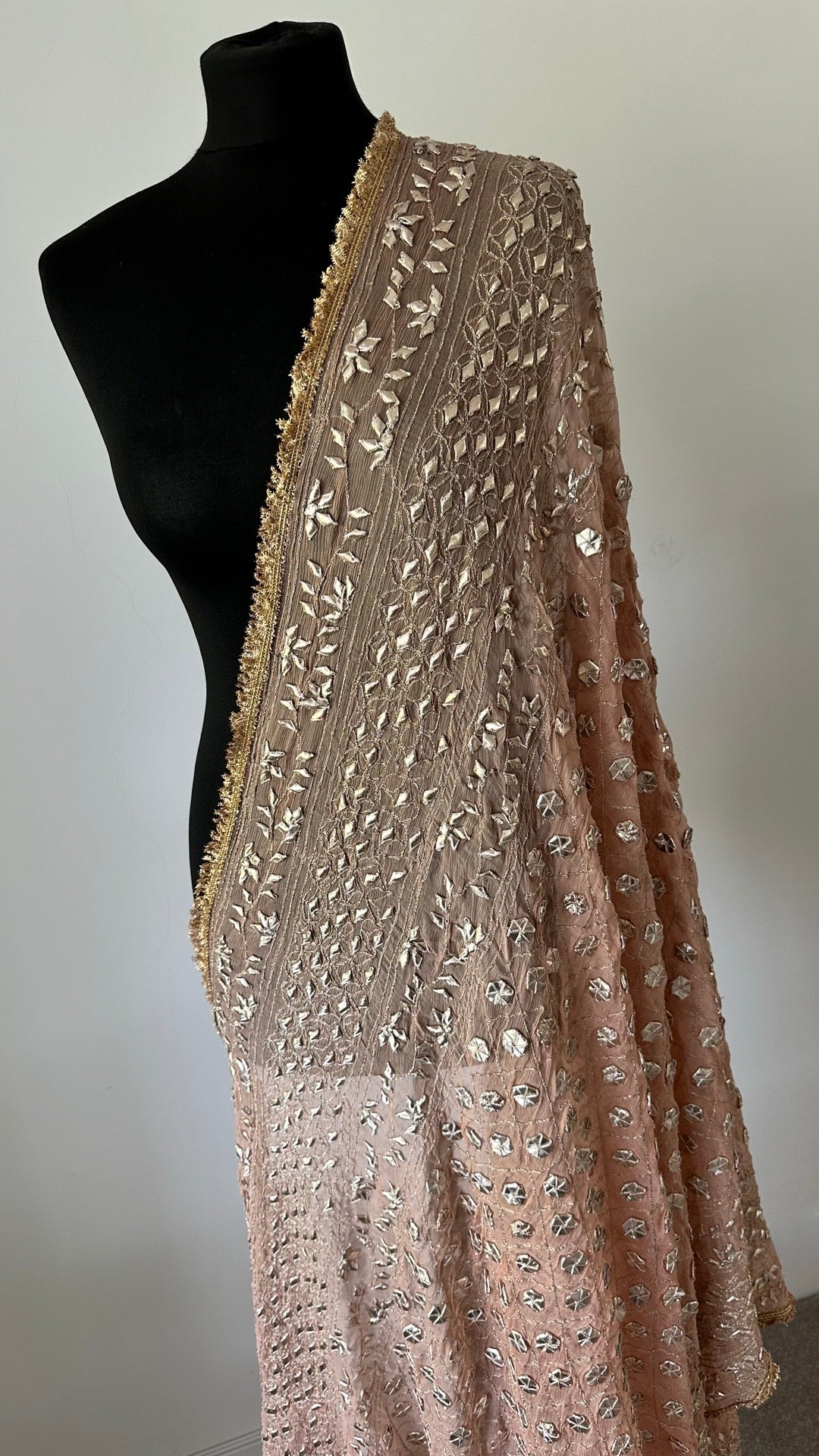 Dusky Pink with gold fringe | The Oh My Gota Statement Duputta