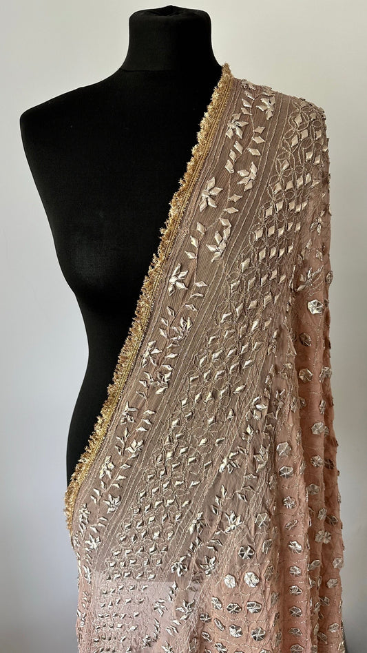 Dusky Pink with gold fringe | The Oh My Gota Statement Duputta