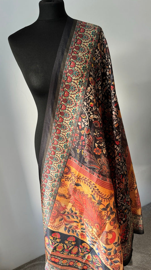 Mixed Print Autumn Coloured | Pure Linen Duputta